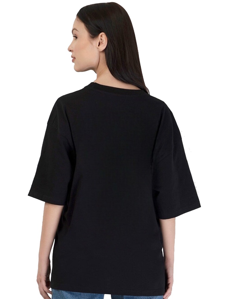 Black Oversized Printed T-Shirt - Keep Learning