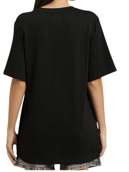 Black Printed Girls T-Shirt - Heart White