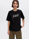 Black Printed Girls T-Shirt - XOXO