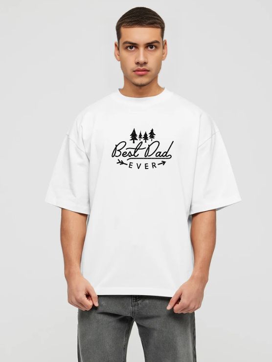 White Oversized  T Shirt - Best Dad