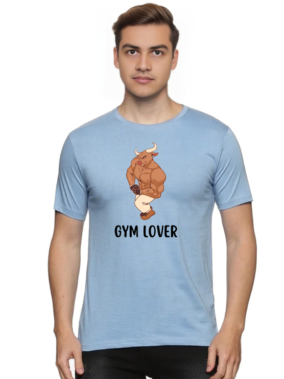 Sky Blue Round Neck T-Shirt - Gym Lover