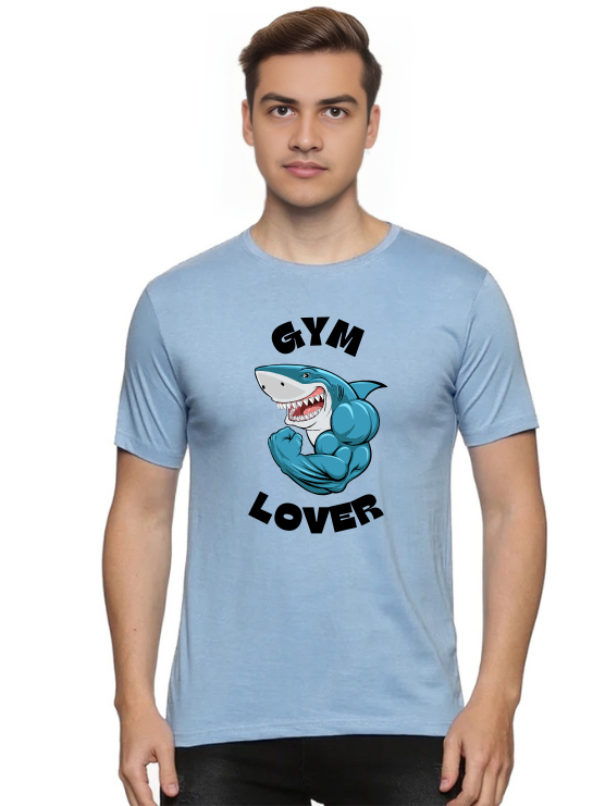 Sky Blue Round Neck T-Shirt - Gym Love