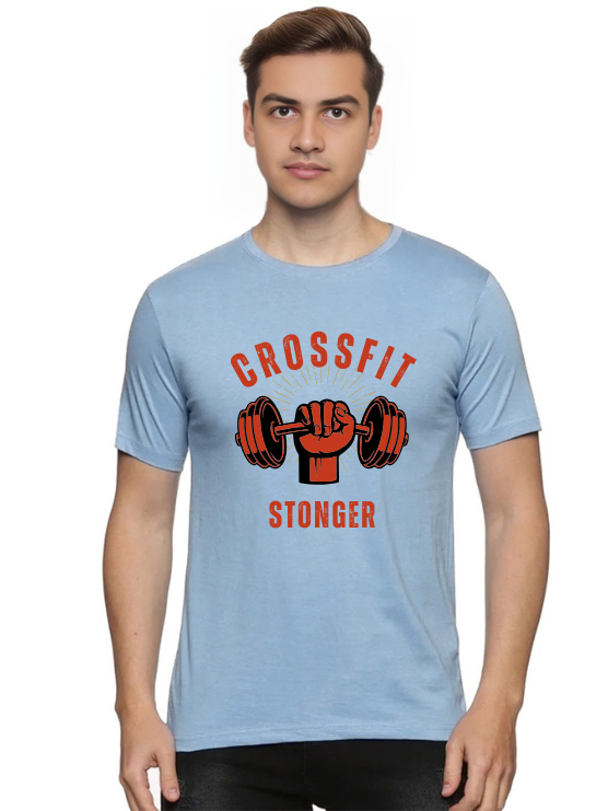 Sky Blue Round Neck T-Shirt - Crossfit