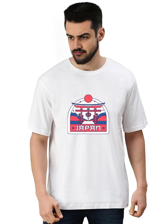 White Oversized Country T-Shirt - Japan 