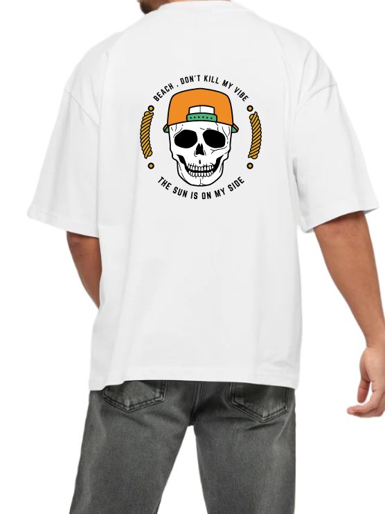 White- Oversized Printed T-Shirt - SUN Kissed