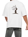 White- Oversized Printed T-Shirt - Tree