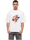 White Oversized Sports T-Shirt - Basketball Tournament