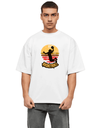 White Oversized Sports T-Shirt - Basketball Print