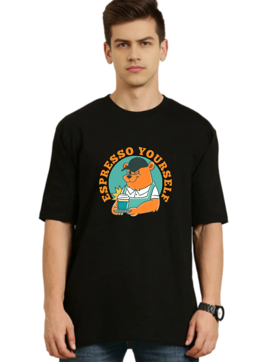 Black Oversized Holiday T Shirt  -Espresso Yourself