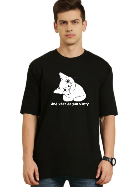 Black Oversized Holiday T Shirt  -What do you want?
