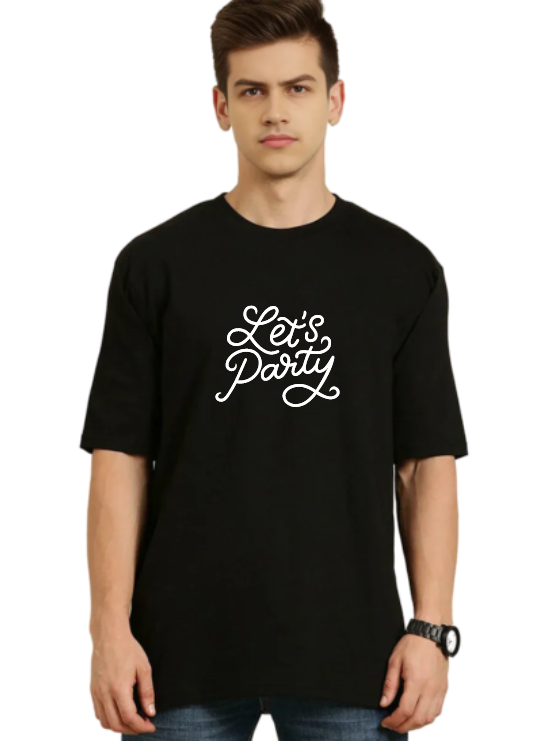 Black Oversized Holiday T Shirt  - Lets Party