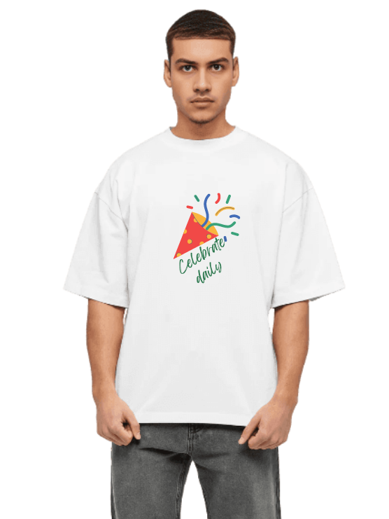 White Oversized  T Shirt - Celebrate Daily