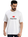 White Oversized Country T Shirt - I love Mauritius