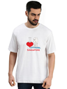 White Oversized Country T Shirt - I love Singapore