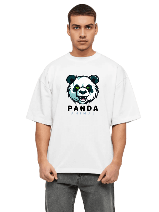 Premium White Oversized Country T-Shirt - Panda