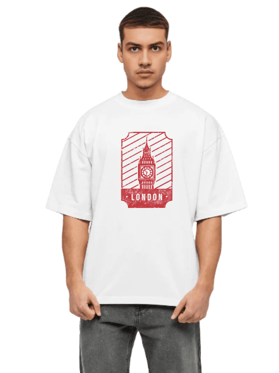 White Oversized Traveler T-Shirt - London Print