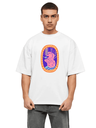 White Oversized Country T-Shirt - Singapore Merlion Print