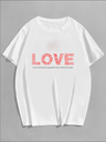 White Oversized Printed T-Shirt - Love