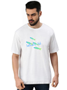 White Oversized Marine life T-Shirt - Fish