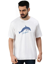 White Oversized Marine life T-Shirt - Dolphin