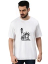 White Oversized Country T-Shirt - New York Statue of Liberty