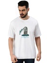 White Oversized Country T-Shirt - Singapore Merlion