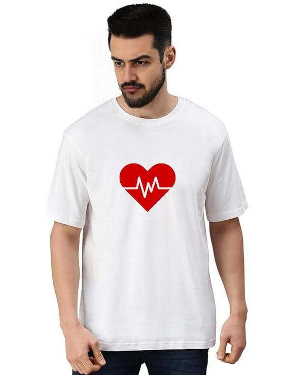 White Oversized T Shirt, Medico- Heart care