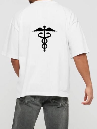 White Oversized T Shirt, Medico-  Sign