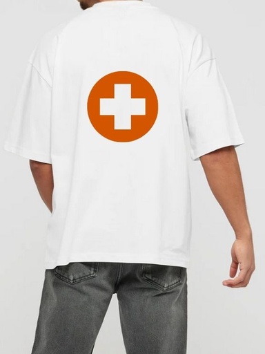 White Oversized T Shirt, Medico-  Plus Sign 