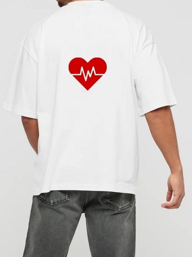 White Oversized T Shirt, Medico-  Heart care Sign
